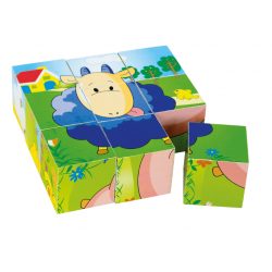 Small Foot Puzzle cube en bois, amis des animaux Jouets en bois de 6 à 24 mois