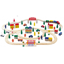 Small Foot Grand chemin de fer en bois composé de 100 pièces. Jeux et jouets en bois enfants