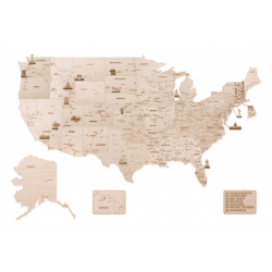 WOOD TRICK Carte des Etats Unis, décoration murale Décoration
