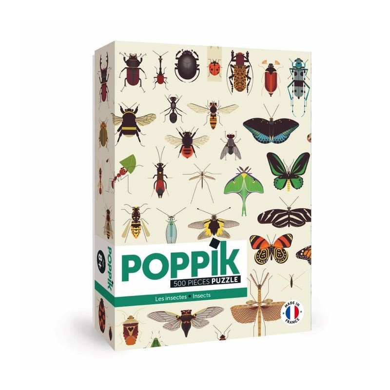 Puzzle 500 pièces, papillons et insectes, Poppik