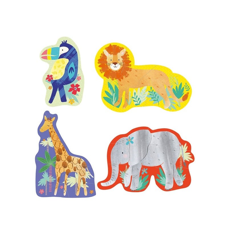 4 beaux puzzles sur le thème des animaux destinés aux plus petits.
