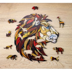 Puzzle en bois, 100 pièces, le Lion, Eco Wood Art, EWA, 4815123001201