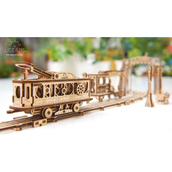 UGEARS maquette en bois mecanique,la ligne de tram. Puzzles 3d en bois
