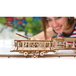 UGEARS maquette en bois mecanique,la ligne de tram. Puzzles 3d en bois