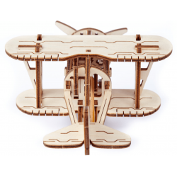 WOODEN.CITY Petite maquette d'avion en bois, wooden City, le biplan Puzzles 3d en bois