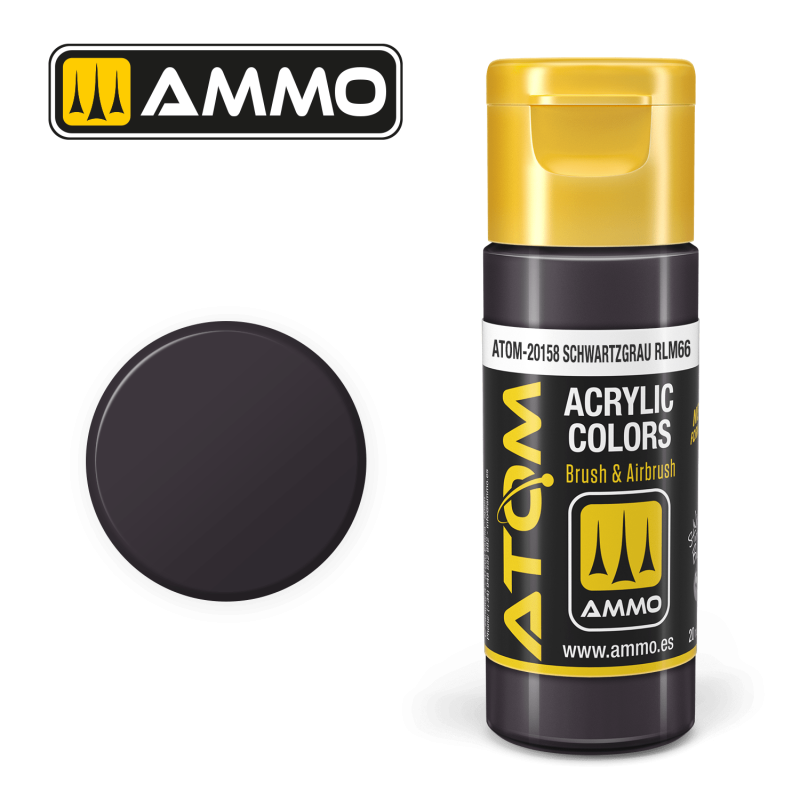 Peinture acrylique ATOM Schwarzgrau RLM66 20158, Noir Gris , 8432074201588