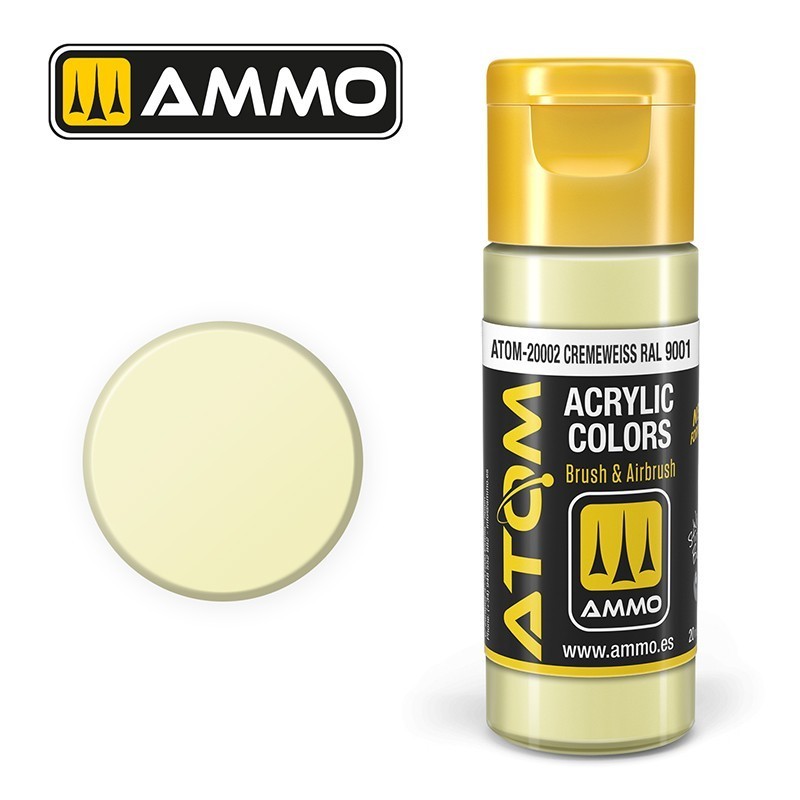 Peinture acrylique ATOM Cremeweiss 20002, Blanc Crème, 8432074200024