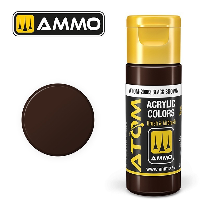 Peinture acrylique ATOM Black Brown 20063, Marron Noir, 8432074200635