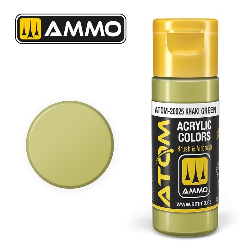Peinture acrylique ATOM Khaki Green 20025, Vert Kaki, 8432074200253