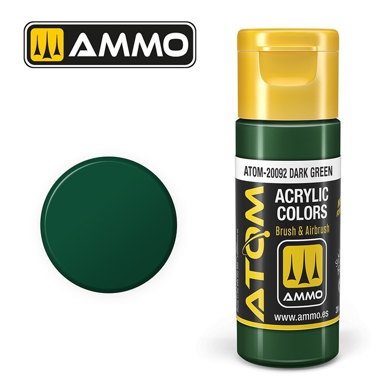 Peinture acrylique ATOM Dark Green 20092, Vert Foncé, 8432074200925