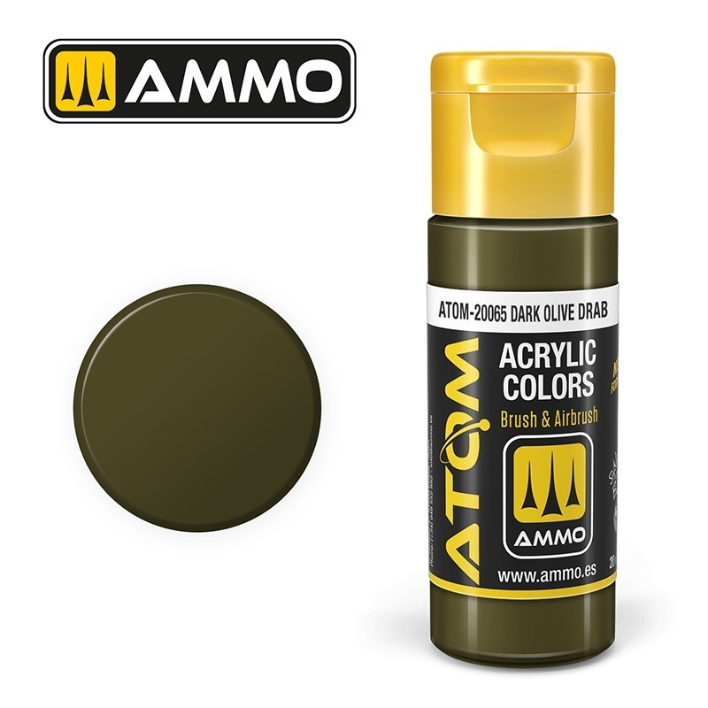 Peinture acrylique ATOM Dark Olive Drab,  20065, Vert Olive Foncé, 8432074200659