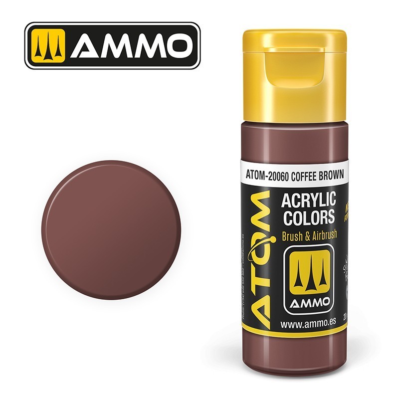 Peinture acrylique ATOM Coffee Brown 20060, Brun Café, 8432074200604
