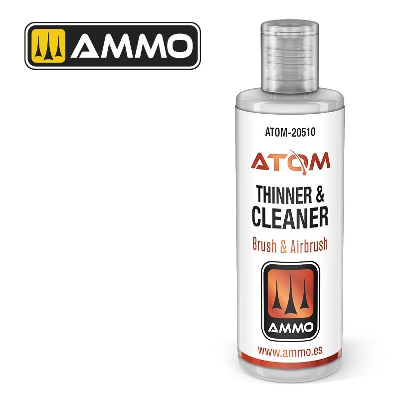 Diluant et nettoyant pour peintures ATOM. Flacon de 60ml. ammo 20510, 8432074205104