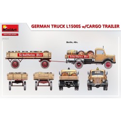 camion allemand l500s avec remorque, maquette au 1/35 miniart, 4820183313805