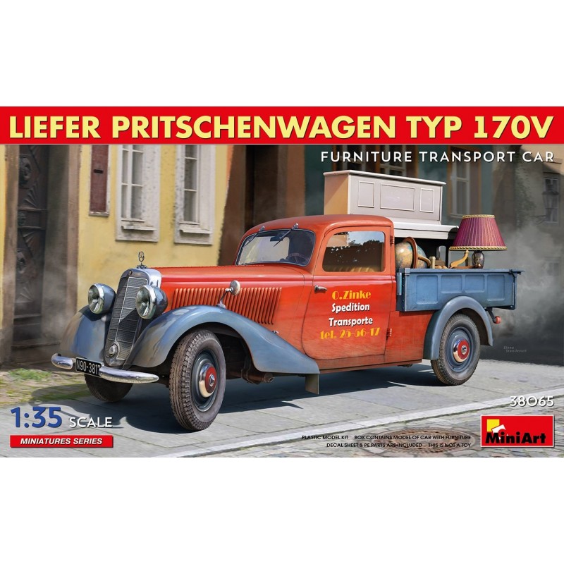 Camionette  Mercedes 170V, livraison de meubles,  maquette au 35eme, MiniArt, 5905090346654