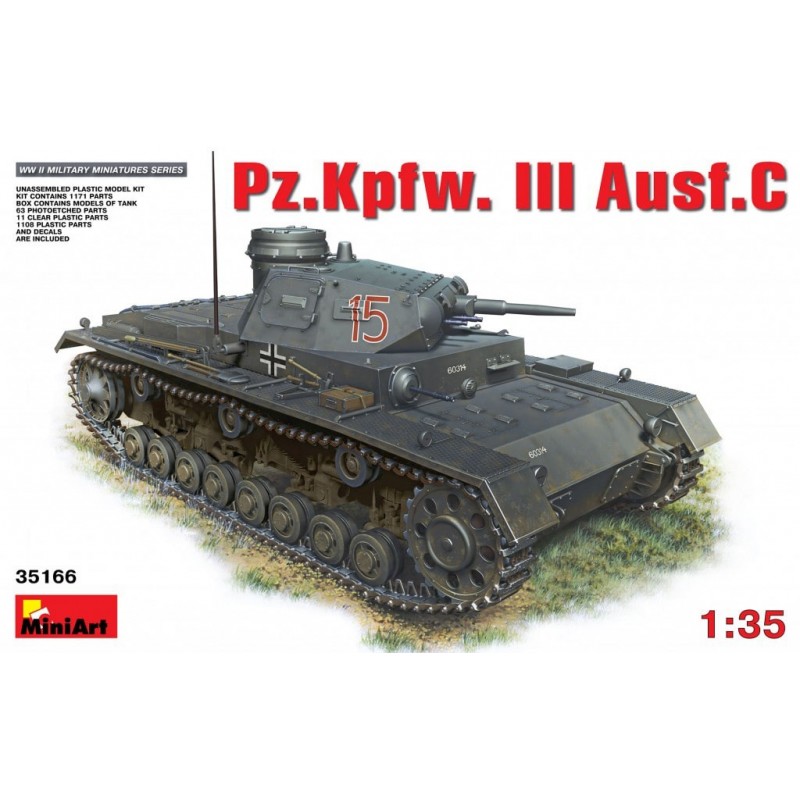 Pz.Kpfw.III Ausf.С, maquette de Tank allemand 2eme GM, échelle 1/35, miniart , 4820183310026