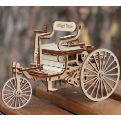 3d puzzle of the first car ever, built by wood trick, sold by tridipuz.fr