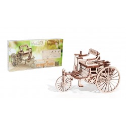 3d puzzle of the first car ever, built by wood trick, sold by tridipuz.fr