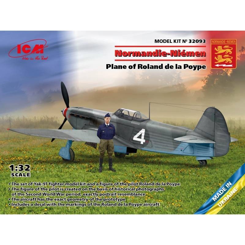 Maquette Avion ICM 1/32, Yak 9 de Roland de la Poype , avec Figurine, 4823044408702
