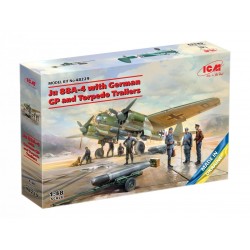 Maquette bombardier 1/48 ICM JU 88A 4 avec personnel au sol et torpille, 4823044409549