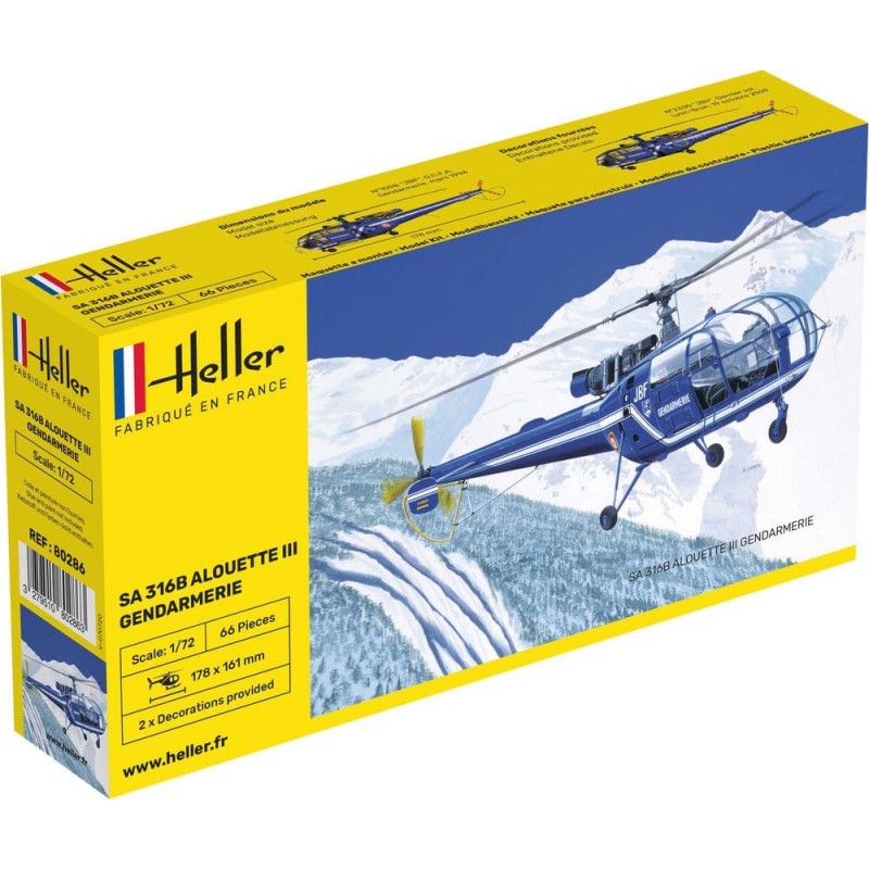 Maquette Hélicoptère Heller, SA 316 Alouette III Gendarmerie, 3279510802863