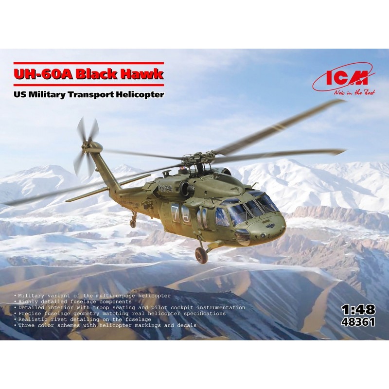 Maquette hélicoptère ICM 1/48, UH-60A Black Hawk, 4823044410316