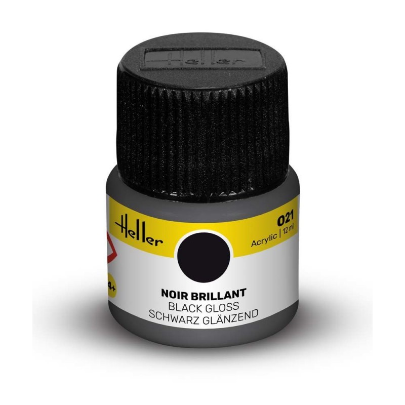 Peinture Acrylique Heller, Ref 021  Couleur Noir Brillant, ean 3279510090215