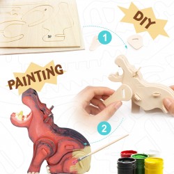 Robotime Hippopotame à assembler et décorer, peinture fournie ! Jeux et jouets en bois enfants