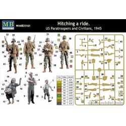 Master Box 35161 – Parachutistes américains et civils avec véhicule allemand – 1/35