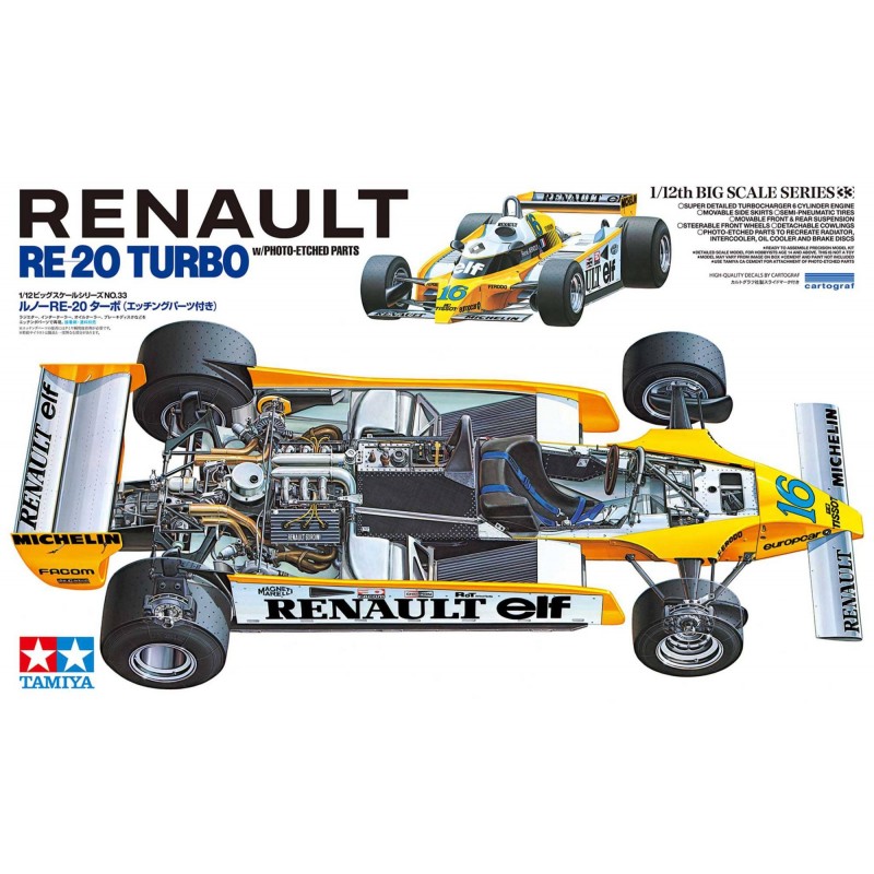 Renault RE-20 Turbo Tamiya 1/12 – 12033, maquette hyper détaillée de la Renaut de Formule 1